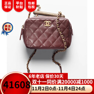 香奈兒（Chanel）女包迷你保齡球包小羊皮崖豆木女包單肩包12.5 × 19 × 10 cm 酒紅色 AS4198 B13085 NO206