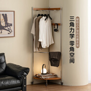 生野安室實(shí)木衣帽架落地移動(dòng)衣架臥室小型不銹鋼掛衣架架子置物架晾衣架 叁生衣架-304不銹鋼+白蠟木擱板 可移動(dòng) 預售