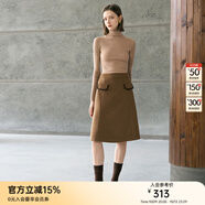 顏域雙面呢灰色半身裙女2025新款冬季中長(zhǎng)款A(yù)字半裙高腰毛呢裙子 駝色 M/38