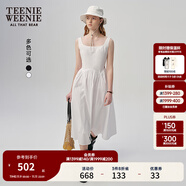Teenie Weenie小熊白色連衣裙2025夏季新款優(yōu)雅氣質(zhì)黑色法式連身裙 白色 S