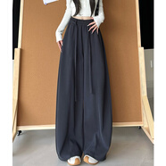 鹿王戀雪加絨加厚彎刀褲子女秋冬季2025新款高腰寬松顯瘦垂感闊腿運動(dòng)衛褲 深灰色--加絨 常規 L