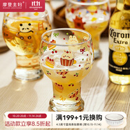 摩登主婦原創(chuàng)啤酒杯家用大容量扎啤杯飲料杯加厚玻璃水杯果汁杯 萌趣樂園啤酒杯（兔子） 450ML