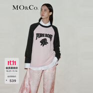 MO&Co.【綿羊毛×山羊絨】春秋美式復古寬松毛衣紅色摩安珂 冰粉色 M 165