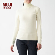 無(wú)印良品 MUJI 女式 羅紋 高領(lǐng)毛衣 BAG01A0A 長(cháng)袖針織衫 米白色 S