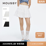 moussy 2025新品蕾絲下擺刺繡logo短裙半身裙028ISA31-4111 010白色 M