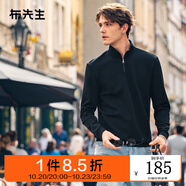 布先生熱膽半高領(lǐng)拉鏈半門襟加厚T男2025春秋軟糯親膚T恤KT15771 鋼琴黑 S (165)