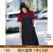 熙世界（sllsky）仿天絲牛仔拼接短袖連衣裙女設計感假兩件裙子2025夏季新款女友 原色牛仔藍 M