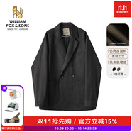William fox&sons威廉?？怂狗瞒淦そq小西服男輕商務(wù)復古寬松易打理便西休閑西裝男 黑色（雙排扣） L /50