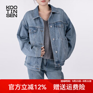 古田森牛仔外套女2025春秋新款韓版寬松百搭學(xué)生復(fù)古顯瘦夾克上衣Y082 藍(lán)色 均 碼