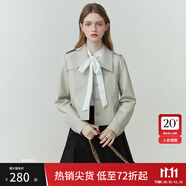 范思藍(lán)恩23FS11208 美拉德穿搭短款皮衣外套女新款?yuàn)A克 米灰色 M