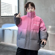 迪士尼（Disney）米妮哈魯男童羽絨棉服2025新款男童冬季漸變色立領(lǐng)外套中大童棉服 灰粉色 130