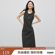熙世界（sllsky）通勤知性?xún)?yōu)雅黑色無(wú)袖連衣裙2025春季新款背心裙內搭裙子 碳灰色 M
