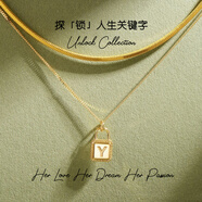 周大福旗營(yíng)店18K金字母項鏈定制鎖頭英文吊墜女鎖骨鏈博主同款甜美情人 S字母鎖頭項鏈