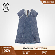 ASH女裝春夏新款DRESS時(shí)尚牛仔連衣復古做舊梭織裙子女 淺牛仔藍 S