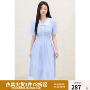 獨(dú)束大碼女裝清新條紋連衣裙2025夏季新品通勤時(shí)尚胖mm氣質(zhì)長(zhǎng)裙 藍(lán)白條紋 L （尺碼：2）