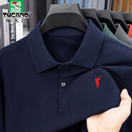 啄木鳥(niǎo)純棉保羅POLO衫中青年商務(wù)休閑長(cháng)袖T恤春秋款免燙透氣刺繡打底衫t 藏青色 M 165
