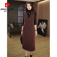 皮爾卡丹（pierre cardin）高端感時(shí)尚氣質(zhì)百搭毛呢背心裙2025秋季寬松中長(cháng)款紅色馬甲連衣裙 安克拉紅 M