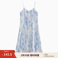 茵曼（INMAN）波西米亞吊帶油畫(huà)連衣裙女2025夏季新款度假裙子 藍色 M