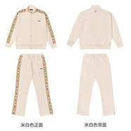 NERDY韓國同款運動(dòng)服套裝 IU李智恩明星同款串標休閑紫色情侶外套 白色套裝 M