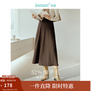 茵曼（INMAN）羊毛呢半身裙2025春秋女裝新款小個(gè)子百褶A字裙子 暗咖啡 L