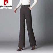 皮爾卡丹微喇叭褲子女2025秋新款韓版百搭加厚休閑褲大d碼高腰長(cháng)褲女褲潮 人字紋棕色【不加絨】 XL 70-95斤