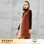顏域V領(lǐng)無(wú)袖毛呢連衣裙女2025新款冬時(shí)尚寬松氣質(zhì)呢子裙子 咖色 M/38