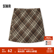 森馬（Semir）半身裙女格紋A字裙復(fù)古文藝氣質(zhì)冬俏皮時(shí)尚短裙小個(gè)子學(xué)院風(fēng) 咖色調(diào)00455 XS