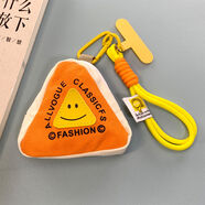 韓美信手機殼掛繩手腕短繩充電器迷你收納包耳機數據線(xiàn)可愛(ài)鑰匙扣ccd相 黃色標簽短繩三角橙笑臉+黃D扣+黃T形夾片