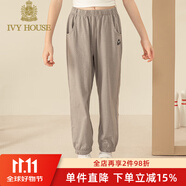 常春藤兒童裝男女童長(cháng)褲2024年夏季新款  柔軟素色針織抗菌休閑褲 灰色 170 cm（（大童/成人適用））