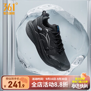 361°【爆沫4雨屏】運動鞋男鞋2024冬季新款防潑水減震耐磨專業(yè)跑步鞋 曜石黑/電競藍 防潑水 40
