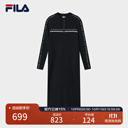FILA 斐樂官方女子編織連衣裙2025冬新款修身半拉鏈連身毛衣長裙 傳奇藍(lán)-NV S 160/80A/S