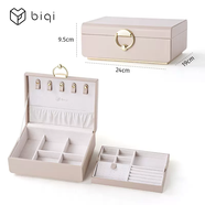 語(yǔ)森憶biqi首飾盒子精致高檔項煉防氧化大容量禮物耳環(huán)飾品首飾盒收納盒 極簡(jiǎn)首飾盒新光蜜粉 (雙層大容量鹿纖絨)