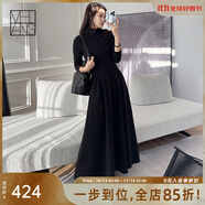 美洋（MEIYANG）愛麗絲連衣裙黑科技超細纖維半高領修身針織裙時尚新款顯瘦裙子女 黑色 2XL