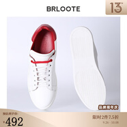 巴魯特（Brloote）輕奢意大利牛皮皮鞋撞色透氣舒適小白鞋秋冬 白色 39
