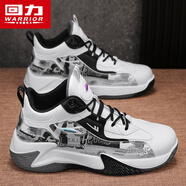 回力男鞋籃球鞋2025秋冬季新款男士高幫運(yùn)動(dòng)跑步鞋休閑鞋子 白黑 43