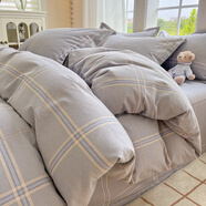 雅鹿家紡簡(jiǎn)約磨毛純棉四件套100全棉床上用品冬季加厚床單被套宿舍4 莫里特LTT 2.0m 床單款 四件套(2.2x2.4)