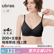 ubras[虞書(shū)欣同款]夾心軟支撐光面小胸聚攏女無(wú)痕內(nèi)衣隱形無(wú)鋼圈文胸罩 【背勾款】黑色 M 1 75C/75D