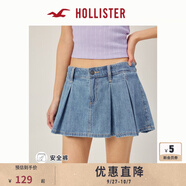 HOLLISTER25夏新款美式Y2K辣妹Miu系牛仔短裙褲女裝343-5044 淺色水洗 XS (160/64A)標準版