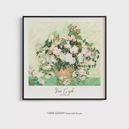 梵高莫奈裝飾畫(huà)掛畫(huà)框客廳臥室玄關(guān)沙發(fā)單幅油畫(huà)壁畫(huà)高級感文藝術(shù) 梵高玫瑰花瓶 高清藝術(shù)微噴50cm50cm白色實(shí)木框