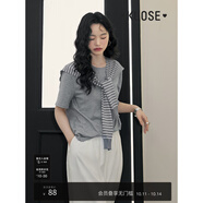闊色（kuose）多色純棉正肩寬松T恤春夏季新款女灰色純色短袖穿搭上衣白 灰色 S