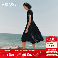 艾諾絲雅詩【商場同款】夏季新品通勤萊賽爾修身針織拼接連衣裙30439035 黑色 XL