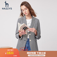 哈吉斯（HAZZYS）女裝 春秋季外套小香風(fēng)西服顯瘦氣質(zhì)套裝小西裝ASUSJ03AJ11 藏青色NV L (165/88A 40)