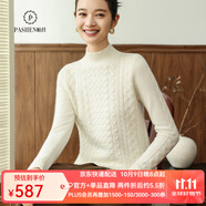 帕什【25新款新色】羊絨衫女半高領(lǐng)100山羊絨秋冬厚款針織毛衣女PS-06 本白 L (105-120斤)