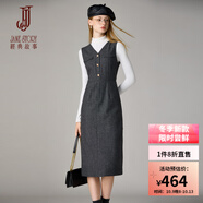 經(jīng)典故事（JANE STORY）經(jīng)典故事韓版氣質(zhì)時(shí)尚文藝裙女2025秋冬新款收腰顯瘦中長(zhǎng)款背心裙 黑灰色 M