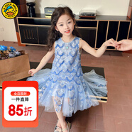 G.DUCKKIDS童裝愛莎公主裙女童連衣裙夏季2024新款兒童裙子時(shí)髦女孩生日禮物 愛莎公主裙-aoooekc 150 適合140-150cm年齡11-12歲