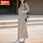 恒源祥法式復古帶帽條紋連衣裙女秋季休閑氣質(zhì)時(shí)髦紙片人顯瘦長(cháng)裙子女裝 白色條紋 XL
