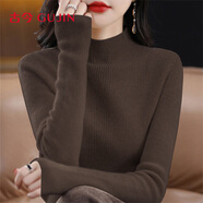 古今（GUJIN）針織打底衫女內搭半高領(lǐng)毛衣修身長(cháng)袖中領(lǐng)上衣咖啡