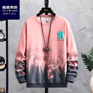 雅鹿男裝青少年男孩13春秋款圓領(lǐng)衛衣12-15歲初中學(xué)生長(cháng)袖t恤大童男裝衣服 23853粉色單件衛衣 XL110-125斤左右