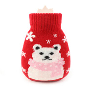 其他現貨批發(fā)硅膠熱水袋冬季新款可愛(ài)卡通注水暖手寶迷你便攜創(chuàng  )意 貝殼紅底圍巾熊硅膠套裝 0.5L