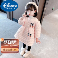 迪士尼寶寶冬裝兒童棉服2025女童加絨加厚羽絨棉衣連衣裙兒童秋冬保暖裝外套 XYH快樂(lè)櫻桃  粉色（加絨） 90 適合身高80-90CM